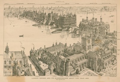 London Bridge and its Surroundings about the Year 1600 by Henry William Brewer